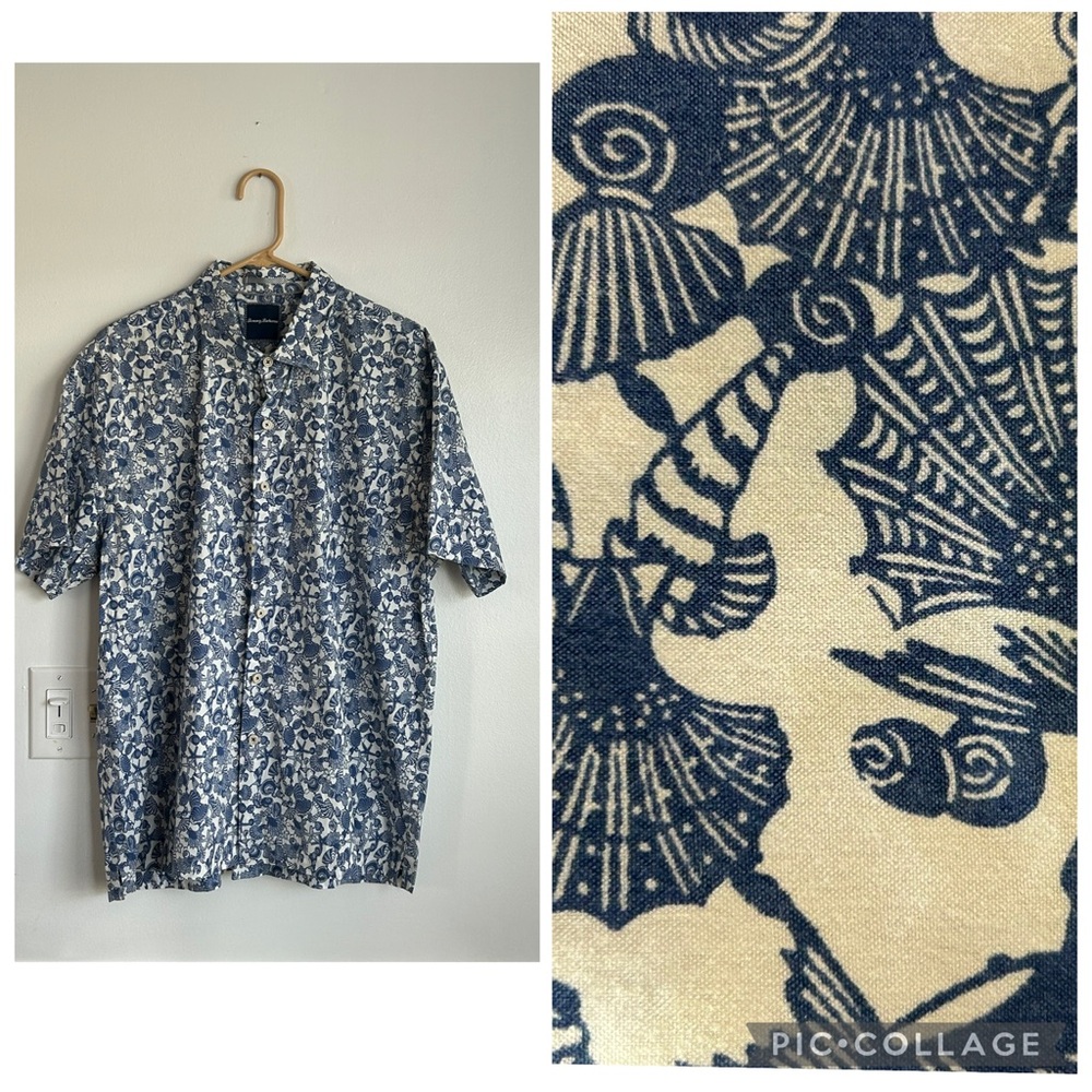 Tommy Bahama Seashell Print Button Down Shirt XL Coastal Beach Nautical - Picture 2 of 7